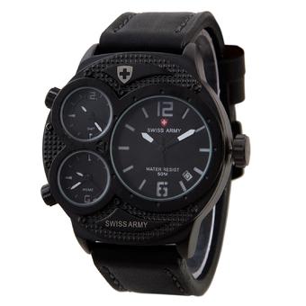 Swiss Army Triple Time Series - Hitam - Kulit - SA 1060M BL GRY  