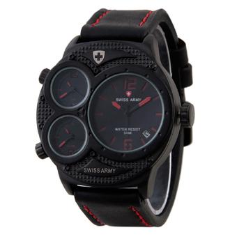 Swiss Army Triple Time Series - Hitam - Kulit - SA 1060M BL RD  