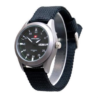 Swiss Army Women's - Jam Tangan Wanita - SA 1249 H Bezel Hitam - Kanvas  