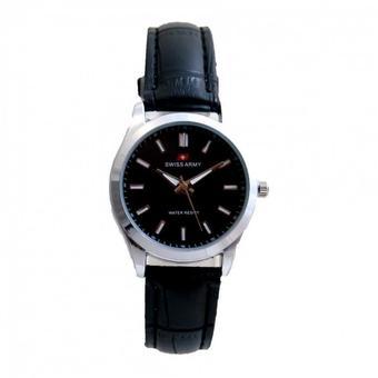 Swiss Army Women's - Jam Tangan Wanita - SA 1889 H Body Silver - Hitam - Leather  