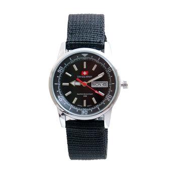 Swiss Army Women's - Jam Tangan Wanita - SA 3117 L Bezel Hitam - Kanvas - Tanggal Hari  