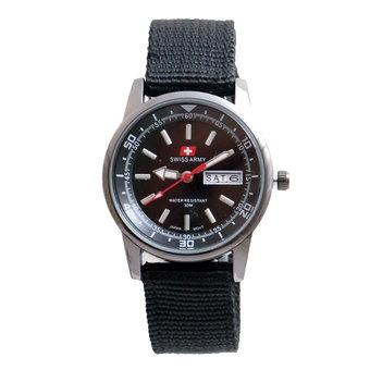 Swiss Army Women's - Jam Tangan Wanita - SA 3117 LB Bezel Hitam - Kanvas - Tanggal Hari  