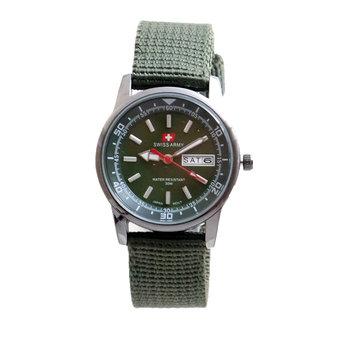 Swiss Army Women's - Jam Tangan Wanita - SA 3117 LB Bezel Hijau - Kanvas - Tanggal Hari  