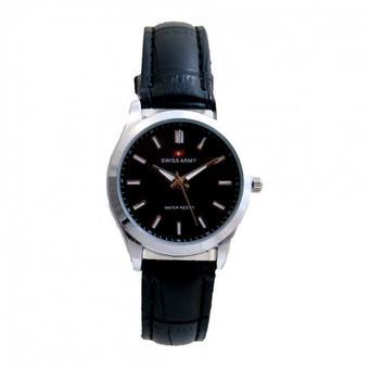 Swiss Army Women's - Jam Tangan Wanita - TW 0006 L Body Silver - Hitam - Leather  