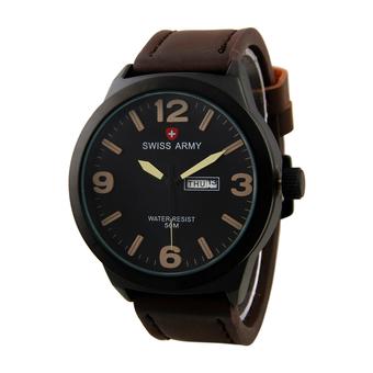 Swiss Army - jam tangan pria - Leather Strap -SA-0420 - Cokelat  