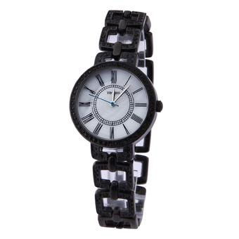 TIME100 Fashion Diamond Skeleton Roman Numerals Black Bracelet Ladies Quartz Watch W50220L.04A (Intl)  