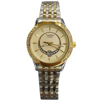 Tajima Tanggal TJ3819L Jam Tangan Wanita Stainless Steel Silver Lis Gold  