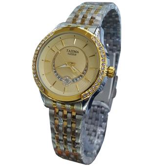 Tajima Tanggal TJ6819L Jam Tangan Wanita Stainless Steel Silver Lis Gold  