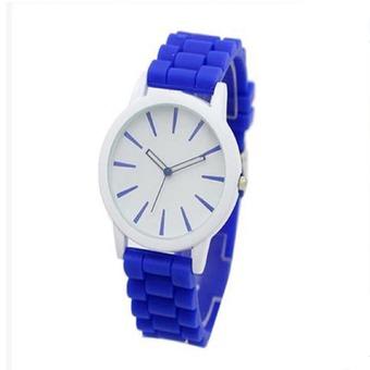 Thinch Women's Fashion Crystal Case Blue Silicone Band Quartz Wrist Watch Jelly Watches Gifts  