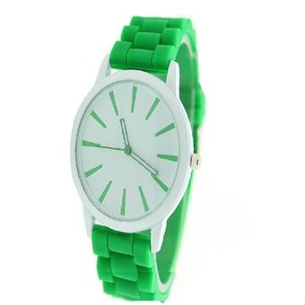 Thinch Women's Fashion Crystal Case Green Silicone Band Quartz Wrist Watch Jelly Watches Gifts  