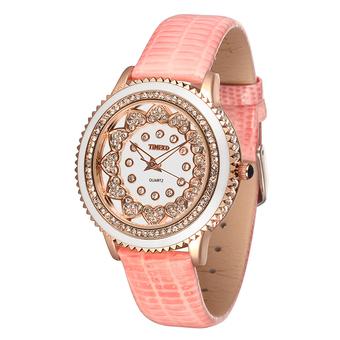 Time100 Fashion Bright Diamond Dial Genuine Leather Women Quartz Watch W50278L.06A (Intl)  