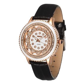 Time100 Fashion Bright Diamond Dial Genuine Leather Women Quartz Watch W50278L.03A (Intl)  