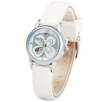 Tine TE-5008L Women Noble Four-leaf Clover Stainless Steel Water Resistant Quartz Watch (White)  