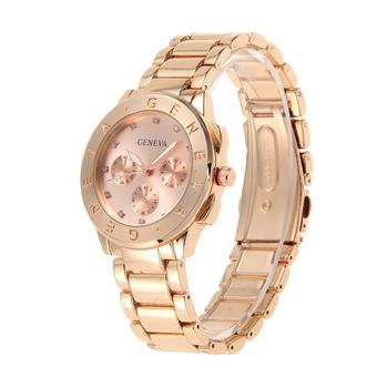 Top Women Dress Steel Geneva Brand Wristwatch Men Quartz Watch Rosegold (Intl)  