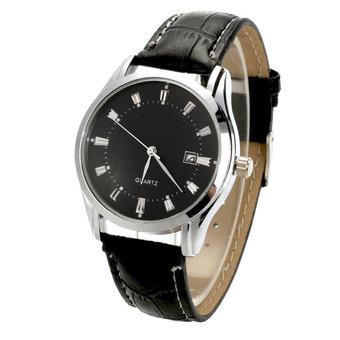 Toprank Men's Leather Strap Business Watch (Black)  