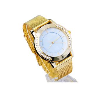 Toprank Women's Round Shape Quartz Wrist Watch Analog Dial Stainless Steel (Gold)  