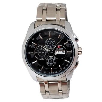 US Army - Jam Tangan Pria - Stainless Silver - Dial Hitam - US 3005 HS  