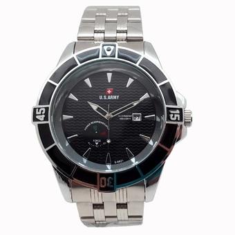 US Army - Jam Tangan Pria - Stainless Silver - Dial Hitam - US 3003 SS  