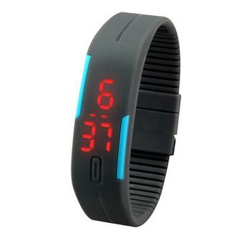 Ultra Thin Men Girl Sports Silicone Digital LED Sports Wrist Watch Gray (Intl)  