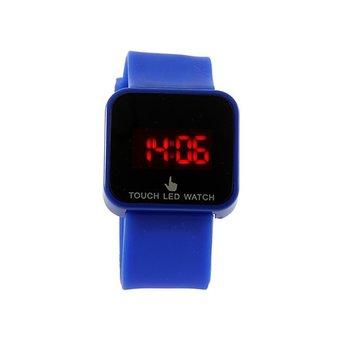 Unisex LED Digital Touch Screen Dark Blue Silicone Watch (Intl)  