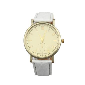 Unisex Leather Band Analog Quartz Vogue Watches (White)  