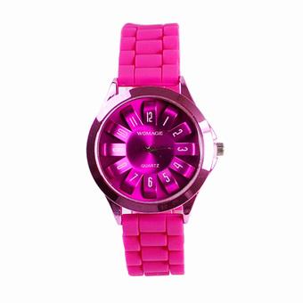 Unisex Rubber Silicone Strap Quartz Waterproof Wrist Watch Rose Red (Intl)  