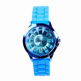 Unisex Rubber Silicone Strap Quartz Waterproof Wrist Watch Sky Blue (Intl)  