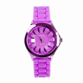 Unisex Rubber Silicone Strap Quartz Waterproof Wrist Watch Purple (Intl)  