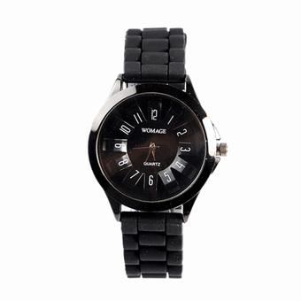 Unisex Rubber Silicone Strap Quartz Waterproof Wrist Watch (Black) (Intl)  