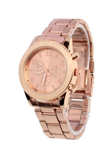 Unisex Stainless Steel Wrist Watch Rose Gold Jam Tangan  