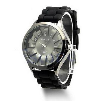 Unisex Stylish Silicone Quartz Sport Jelly Wrist Watch (Black) (Intl)  