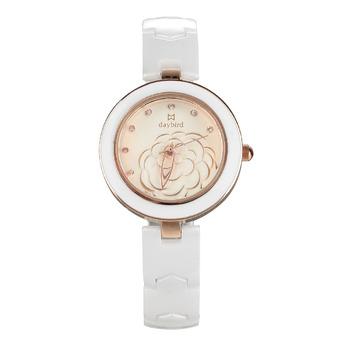 Vanki 3922 Ladies Vintage Camellia Flower Design Ceramics Wristbands Quartz Watches - Rose Gold (Intl)  