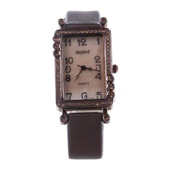 Vanki Fashion Stainless Steel + PU Quartz Wrist Watch - Coffee (Intl)  