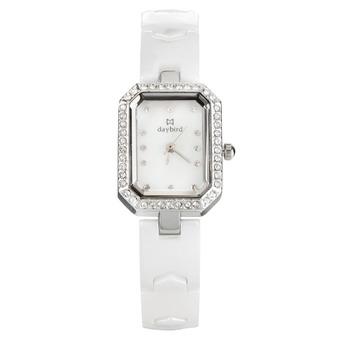 Vanki Ladies Fashion Ceramics Wristbands Square Dial Quartz Watches - Silver (Intl)  