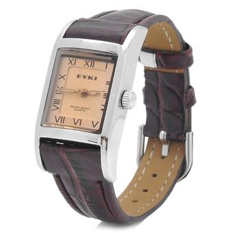 Vanki Square Woman's Artificial Leather Band Quartz Analog Waterproof Wrist Watch - Brown (Intl)  