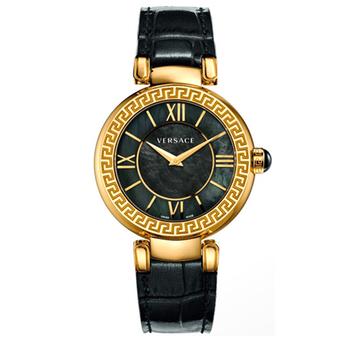 Versace Leda VNC04 0014 Black Leather Strap Women's - Black Gold  