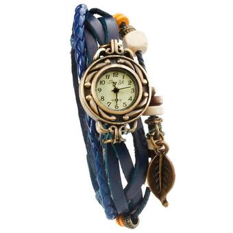 Vintage Braid Leather Watch - Biru  