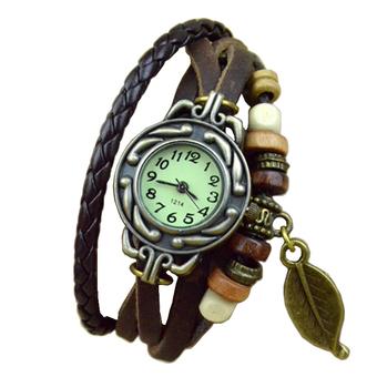 Vintage Braid Leather Watch - Coklat  