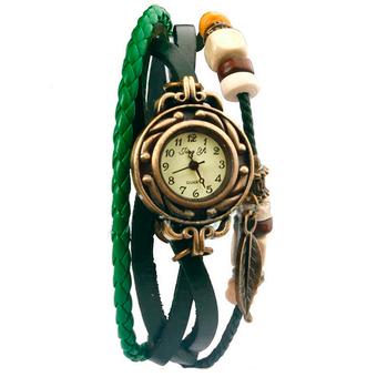 Vintage Braid Leather Watch - Hijau  