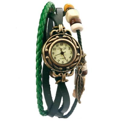 Vintage Braid Leather Watch - Hijau