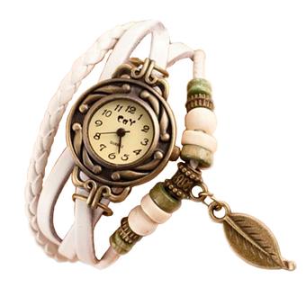 Vintage Braid Leather Watch - Putih  