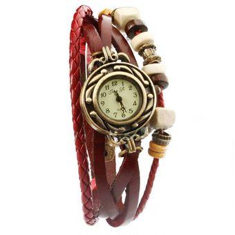 Vintage Etnic Braid Leather Watch - Merah  