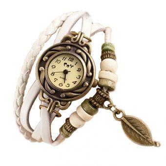 Vintage Jam Tangan Etnic Braid Leather Watch - Putih  