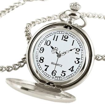 Vintage Quartz Analog Pocket Watch Necklace Pendant Women Mens Xmas Gift Silver (Intl)  