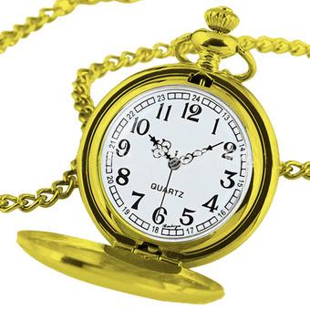 Vintage Quartz Analog Pocket Watch Necklace Pendant Women Mens Xmas Gift Gold (Intl)  