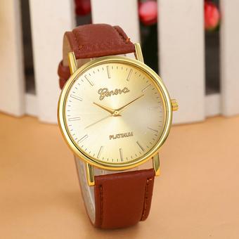 Vogue Luxury Womens Leather Band Analog Quartz Watches Brown  