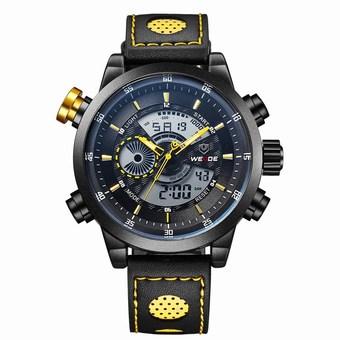 WEIDE Men's Fashion Sporty Leather Wrist Band Dual Time Zones Sports Watch (Intl)  