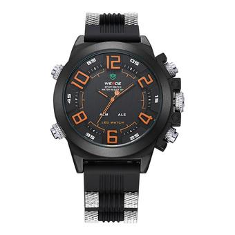 WEIDE Men's Luxury Double Time LED Analog Digital Black Rubber Band Sports Watchw) (Intl)  