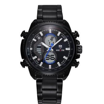 WEIDE Men's Luxury Sport Watch Dual Time Alarm Stopwatch Waterproof Stainless Steel (Blue) - Intl  