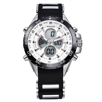 WEIDE Men's Sports Double Time LCD Analog Digital Rubber Band Wrist Watch - Intl  